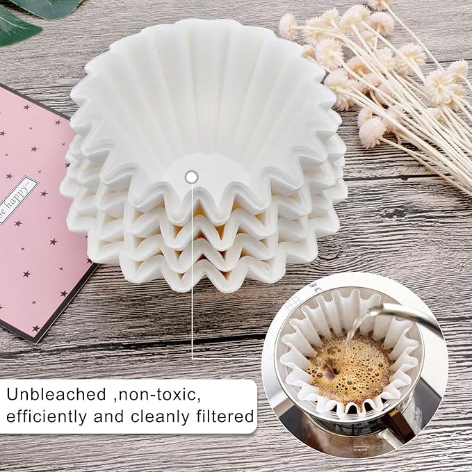 EUSOAR Small Coffee Filters, 1-4 Cups 100pcs Disposable Coffee Filter Baskets, Unbleached Basket Filter Paper, Fits Basket Style Electric Coffee Makers