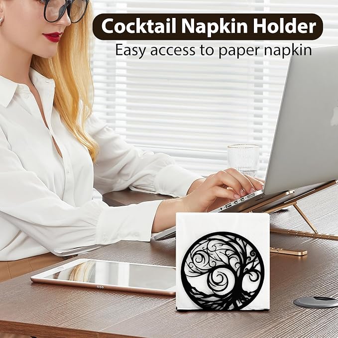 Napkin Holder for Table Metal Standing Napkin Holders for 5-inch Paper Napkins, Mail Bills Elegant Napkin Dispenser for Dining Room, Kitchen