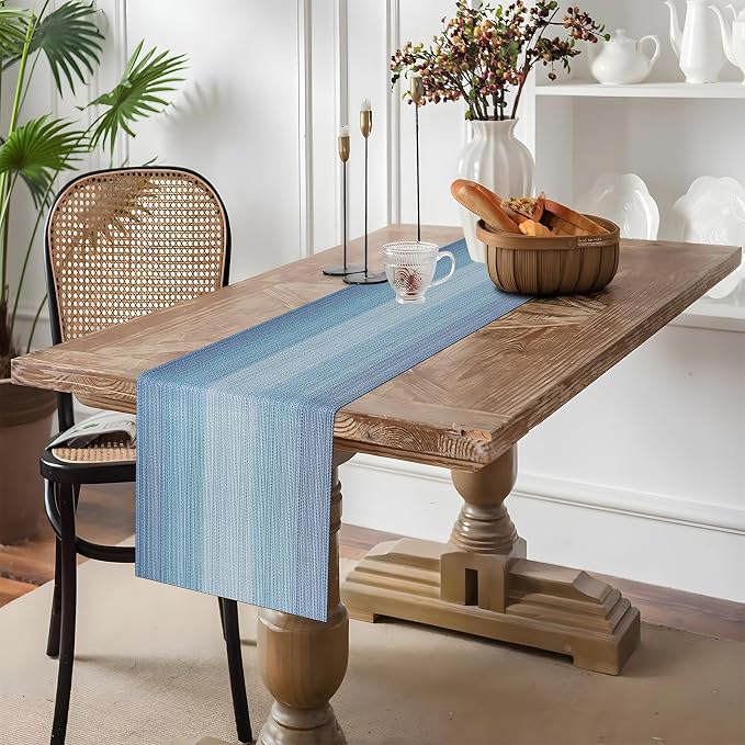 Aofmee Table Runner and Placemats Set of 6 Washable, Heat Resistant Place Mats with Table Runner, Woven Vinyl Table Placemats for Dining Table, Stain Resistant Kitchen Table Mats Sets, Easy to Clean