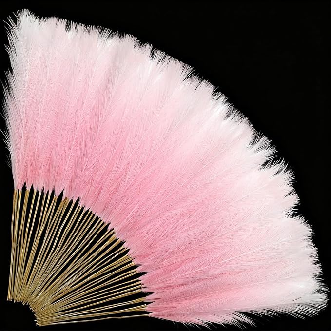 TORONTOKYO Pink Pampas Grass Decor, 50Pcs 21.6 inch, Artificial Short Faux Pompas Grass Small Fluffy Arrangement for Wedding Boho Home Pink Xmas Decor Vase Filler