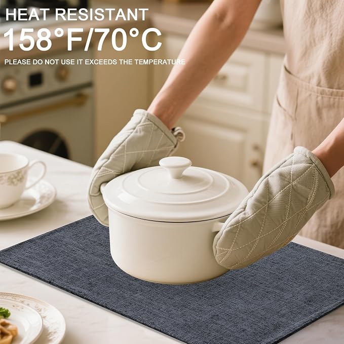 Homaxy Cloths Placemats for Dining Table Set of 6, Heat Resistant Washable Cotton Linen Blend Table Mats, Easy to Clean Place Mats for Indoor Outdoor Party Kitchen Decoration, 13" x 19", Charcoal Gray