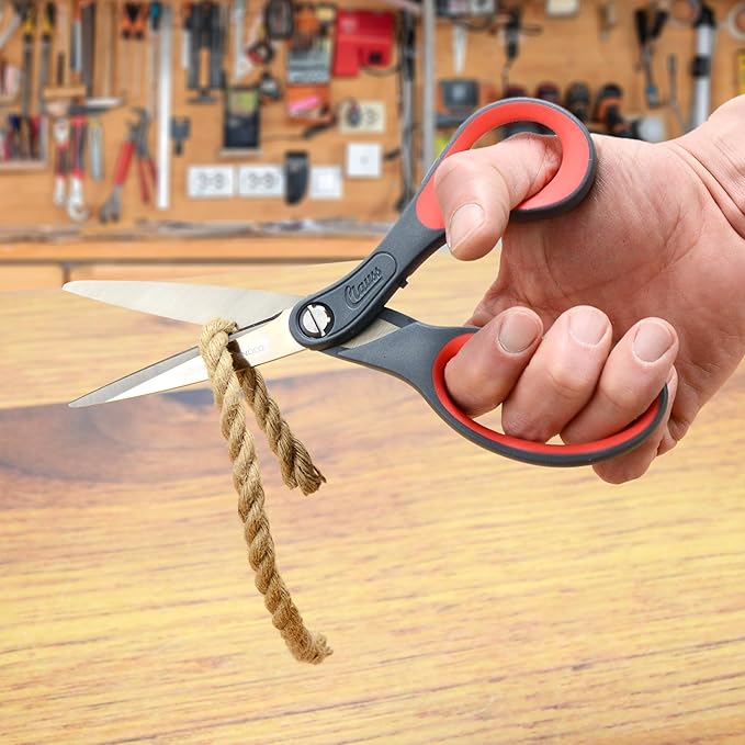 Clauss Industrial Heavy-Duty Zirconium Bonded Scissors, Ergonomic Overmolded Handle, Precision-Ground Blades, 8-Inch