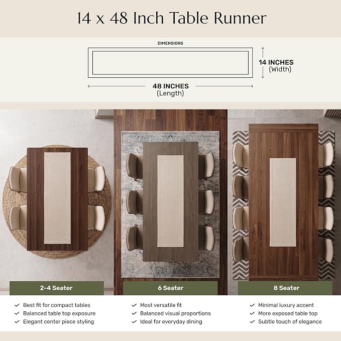 Solino Home Linen Table Runner 48 Inches - 100% Pure Linen Burgundy Hemstitch Table Runner 14 x 48 Inch Ideal for Dresser and Coffee Tables - Classic Hemstitch
