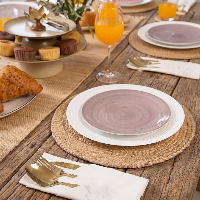 Eco Crave Natural Jute Placemats Set of 12, Round Woven Table Mats, 13 Inch Rattan Charger Plates, Bulk Set for Weddings, Parties & Events