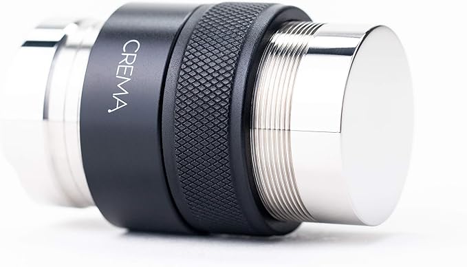 CREMA Coffee Products 39.25mm Hand Tamper & Coffee Distributor V2 for Flair | Compatible w/Classic, Signature, & Neo | Double-Sided, Adjustable Depth Tool | 304 Stainless Steel | Black