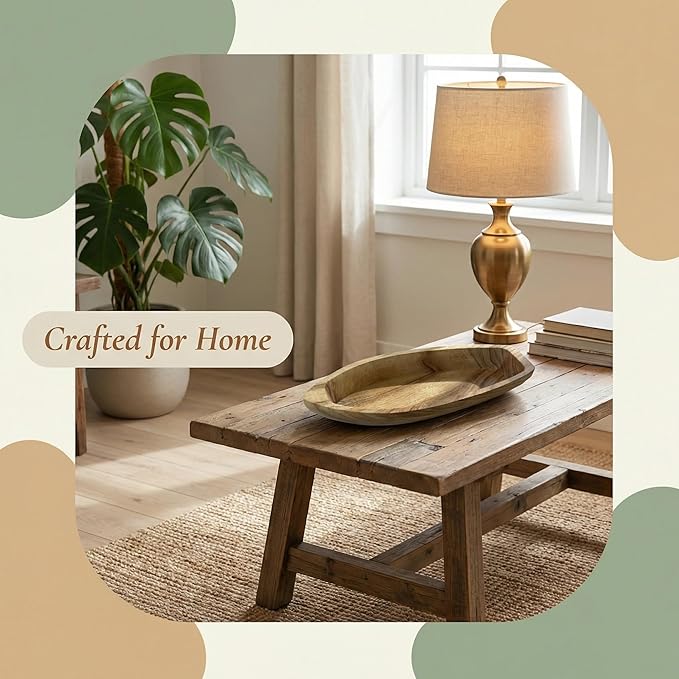 Handcrafted Boat-Shaped Solid Wood Serving Tray (11.6 x 4.5 x 2.2 inches) – Decorative Wooden Appetizer Platter for Home Parties, Game Nights, Snacks, and Desserts – Natural Wooden Boat