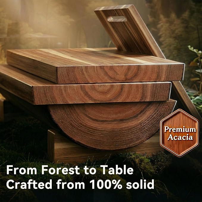 LDQ 36 Inch Extra Large Charcuterie Board, Acacia Wood Long Serving Board with Handles and 2 Stands, Rectangular Cheese Platter, Cutting Board and Serving Tray for Meat, Party Appetizers