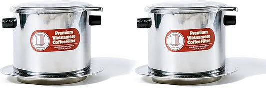 Set of 2 Vietnamese Traditional Coffee Phin Filter. Restaurant Quality Coffee- 15 Ounce