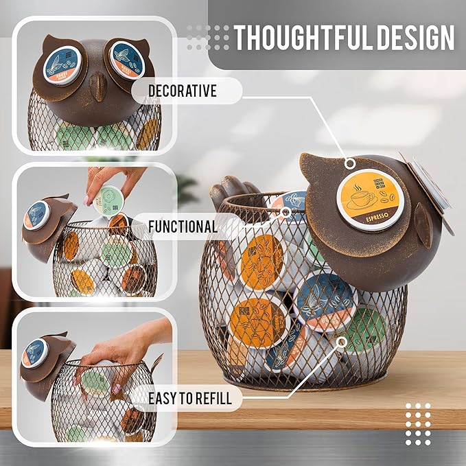 Made Easy Kit Coffee Pod Organizer - Home Coffee Bar Functional Décor - Café Station Countertop Storage Accessories (Bulldog)