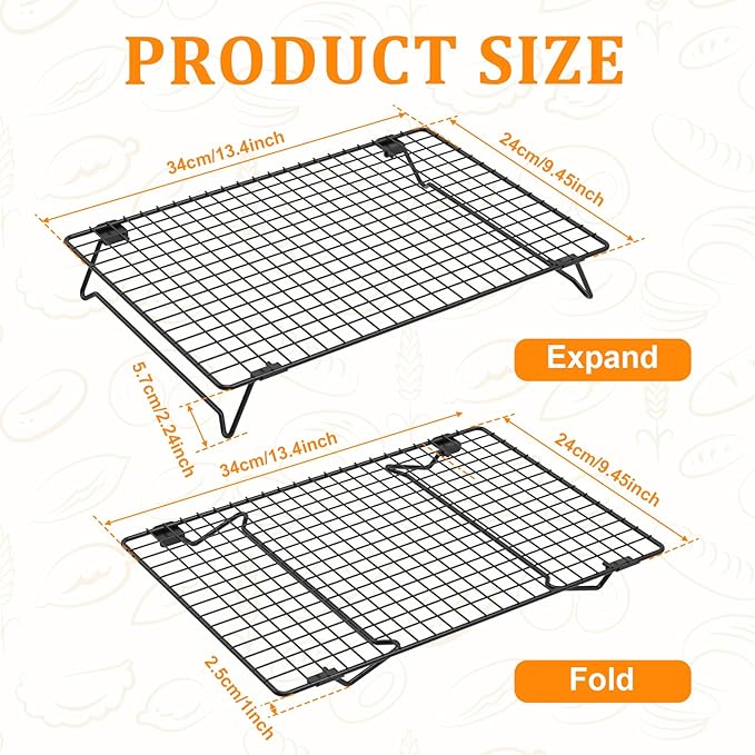 4 Pack Cooling Racks for Cooking and Baking, 13.4 x 9.4 Inch 4-Tier Stackable Tall Baking Racks, Carbon Steel Roasting Wire Rack for Baking, Oven Cooking, Grilling Making Jerky (Black, 13.4“ x 9.4”)