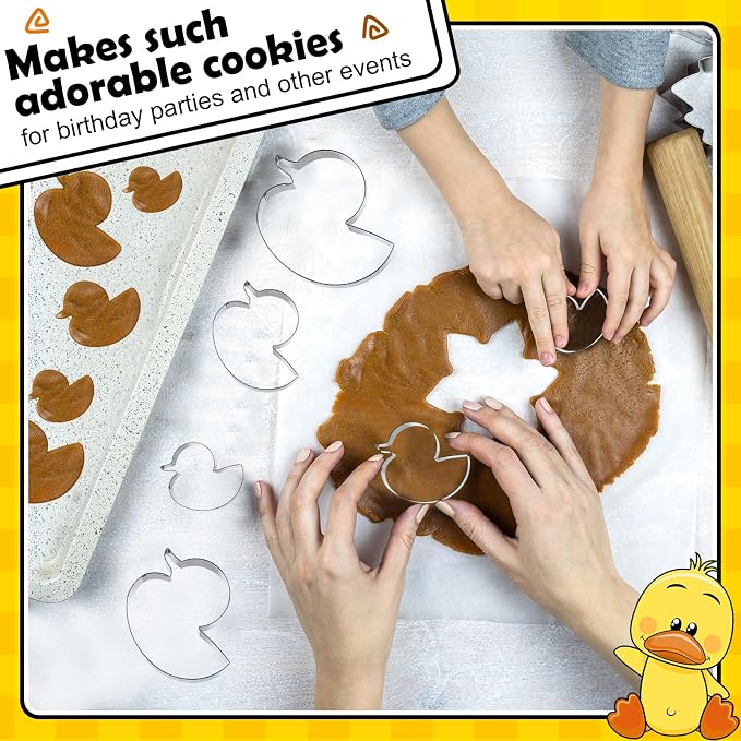 Havawish 4 Pcs Cookie Cutter Set - 2 to 5 in Stainless Steel Cookie Cutter for Baking Fondant Fruit Bread Birthday Party Decorations (Duck)