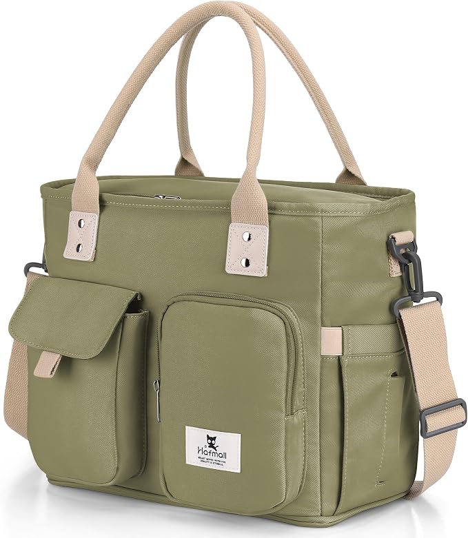 Hafmall Insulated Lunch Bag for Adults,Big lunch box for men, Wide Opening Insulated Bag with Shoulder Strap, Reusable Adult Lunch Bag For Work, Picnic(Deep Greene)