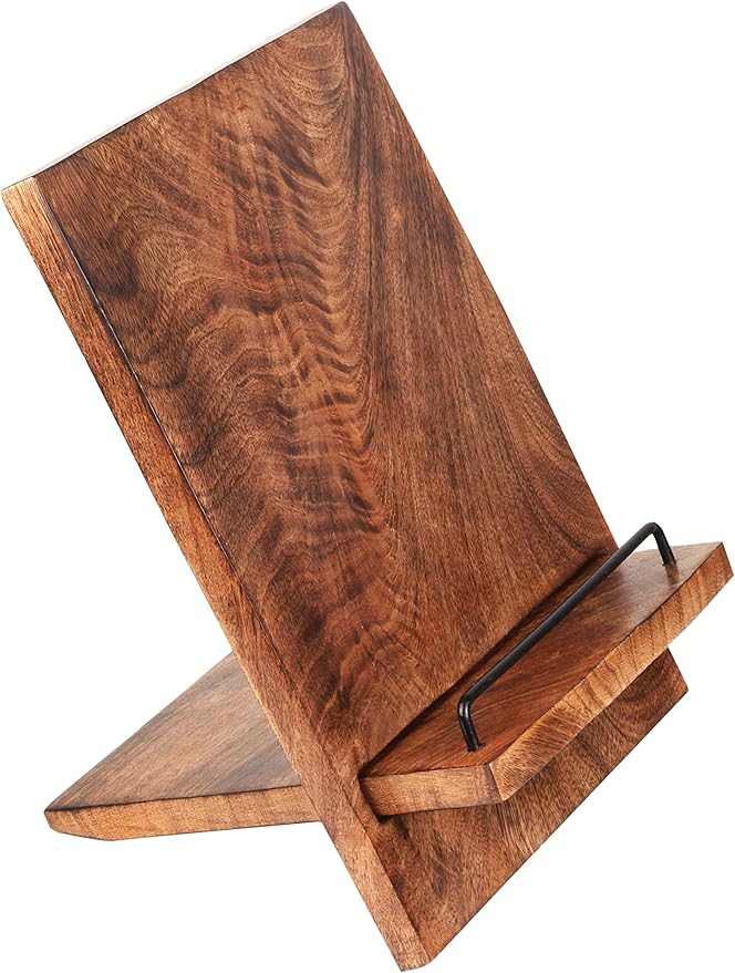 Wooden Cookbook Stand Cutting Chopping Board | Wood Cookbook Recipe Holder with The Adjustable Pull-Out Stand