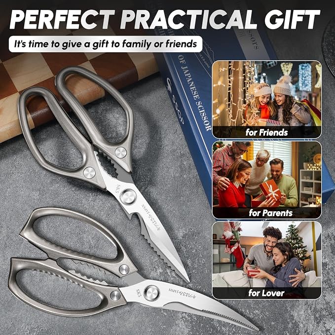 SSGP Kitchen Shears Set, All Purpose Heavy Duty Poultry Shears, Sharp Japanese Meat Scissors, Dishwash Safe Stainless Steel Kitchen Scissors for Food, Chicken Bones, Turkey, Cooking Gifts for Men Dad