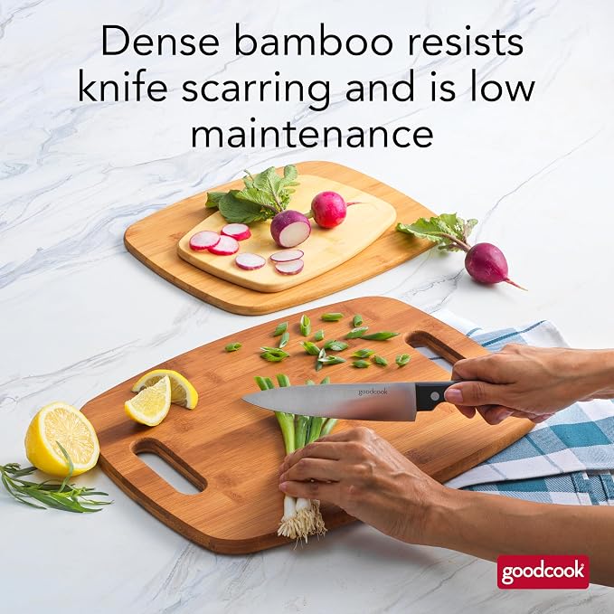GoodCook Bamboo Cutting Board 3-Pack, Eco-Friendly Knife-Friendly Boards, 6x9-Inch, 9x12-Inch, 11x15-Inch, Durable and Moisture Resistant, Perfect for Food Prep and Serving
