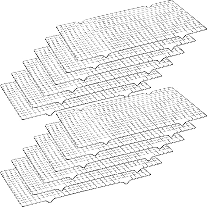 Harloon 12 Pack 16 x 9.8 Inches Nonstick Cooling Racks for Baking, Grid Wire Cookie Cooking Racks Oven Safe Carbon Steel Baking Rack Sheet Rack for Cookie Cake Grilling Drying Roasting (Silver)