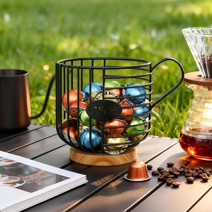 Coffee Pod Holder for Nespresso Vertuo Original & Keurig K-Cup, Metal Coffee Capsule Organizer Large Capacity Coffee Bar Accessories for Kitchen Counter