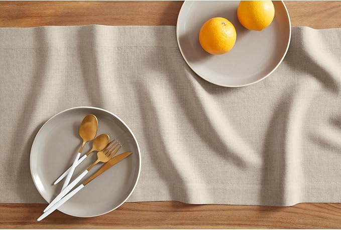 Solino Home 100% Pure Linen Flax 48 Inches Table Runner - 14 x 48 Inch for Dining, Coffee Tables, Dressers - Sonoma Collection - Spring, Summer