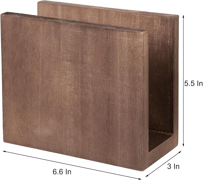 Rustic Wooden Paper Napkin Holder Farmhouse Napkin Storage Dispenser For Tables Kitchen Office Accessories for Restaurants, Dining Home Decor, Nature Vintage Home Gift Bar Decor (brown)
