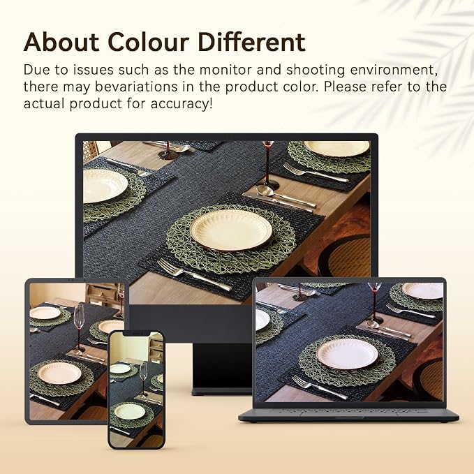 AHHFSMEI Paper Braided Round Placemats Set of 12 Natural Non-Slip Heat Resistant Table Mats for Dining Tables Woven Indoor & Outdoor Place mats(Green,12)
