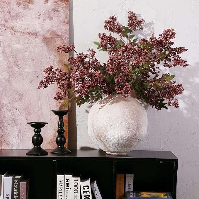 43" Faux Berry Stems for Vase, Faux Stems for Vase Filler Realistic Berry Picks Artificial Branches for Floor Vase, Fall, DIY Bouquet, Shower, Farmhouse Mantel, Home Decor, 3 Pcs Muted Burgundy