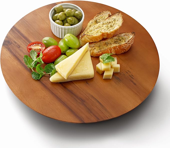 TIDITA 13" Acacia Lazy Susan Organizer for Table - Wooden Lazy Susan Turntable - Wood Kitchen Turntable Storage Food for Cheese Boards, Pantry, Fridge, Countertop (Acacia Wood, 13 Inch)