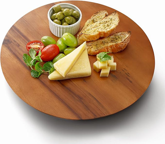TIDITA 13" Acacia Lazy Susan Organizer for Table - Wooden Lazy Susan Turntable - Wood Kitchen Turntable Storage Food for Cheese Boards, Pantry, Fridge, Countertop (Acacia Wood, 13 Inch)