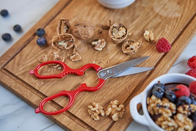 ZWILLING Kitchen Shears, Multi-Purpose, Bottle Opener, Jar Lid Lifter, Dishwasher Safe, Heavy Duty, Forged Stainless Steel Blades, Red 7.9-inch