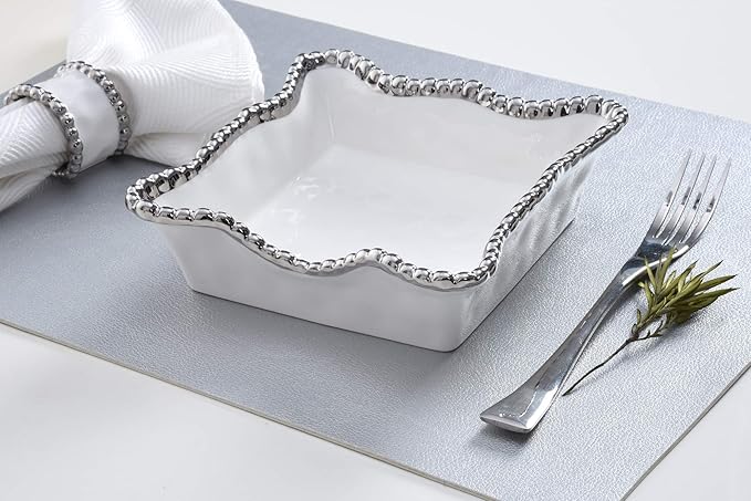 Pampa Bay Salerno Porcelain Cocktail Napkin Holder, White