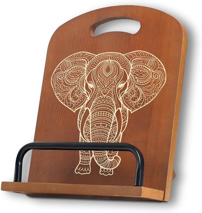 INNObeta Cookbook Stand for Kitchen Counter, Adjustable Tablet Recipe Book Holder, Perfect Gifts for Women, Mom, Grandma on Birthday, Unique Kitchen Decor, Elephant