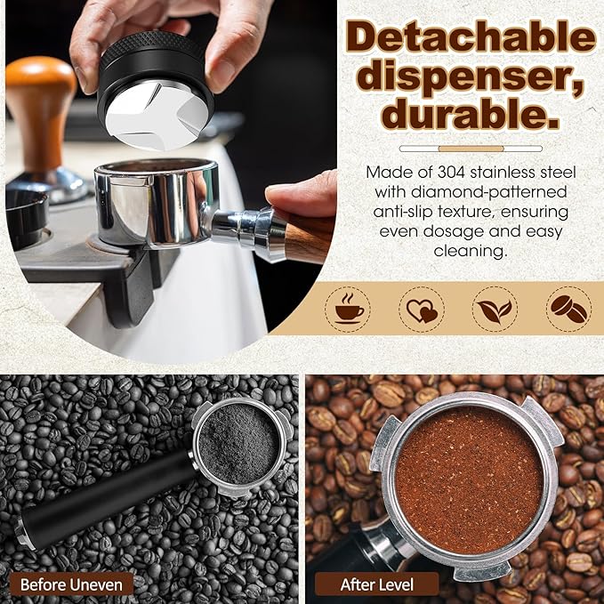 7 Pcs Espresso Accessories Kit, 58 mm Coffee Tamper Set Espresso Machine Accessories Coffee Tamper Wdt Tool Dosing Funnel Puck Screen Brush Tamping Station for 58 mm Barista Tools