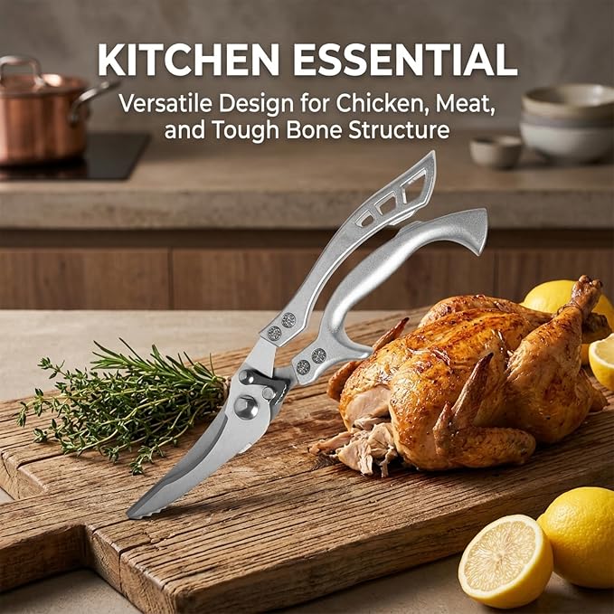Heavy Duty Kitchen Scissors-Professional Meat Scissors for Chicken Bones，Duck Bones, Fish Bones, Meat, Vegetables, Seafood, Nuts, Packages, etc. (Classic)