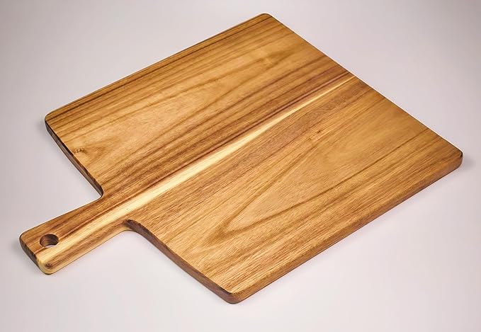Large Acacia Wood Cutting Board with Handle 17''X13'', Charcuterie Board, Serving Board, Chopping Board for Meat, Cheese, Bread, Vegetables & Fruits (Square)