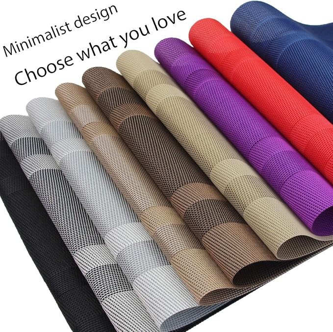 PIGCHCY Placemats,Washable Vinyl Woven Table Mats,Elegant Durable Placemats for Dining Table Set of 6 (18 x 12 inches,Passionate Red)