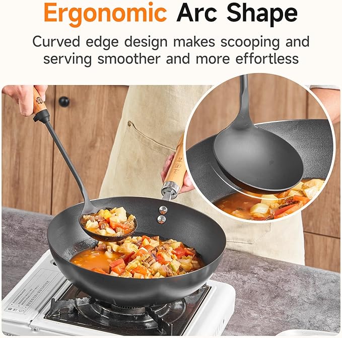 WANGYUANJI lron Spoon Soup Ladle Tool,14.37 inches Premium lron Spoon - Durable and Versatile Cooking Utensil