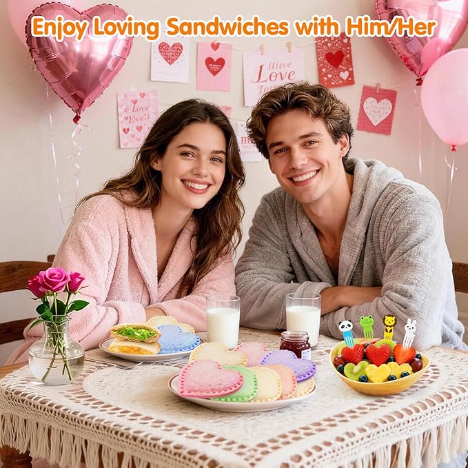 HINZER Sandwich Cutter and Sealer Set 4 Pcs Bread Decruster Sandwich Cutter Pancake Maker Heart Square Circle Dinosaur Shape DIY Cookie Cutters Gift for Kids Adult Boys Girls