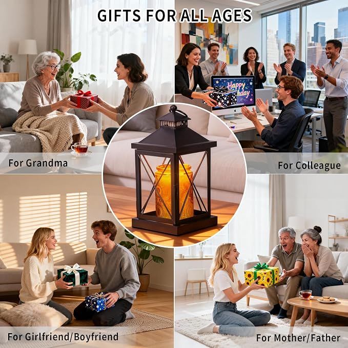 Candle Warmer Lamp with Timer,Dimmable Farmhouse Candle Lamp Warmer,Fully Enclosed and Hanging Up Designed Candle Warmer Vintage Lantern Lamp,Compatible with 3 Wick Candles Jars - Coffee