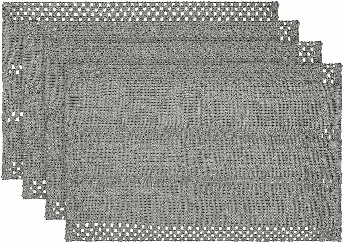 Artoid Mode Dark Grey Farmhouse Woven Rustic Hollow Placemats Set of 4,12x18 Inch Seasonal Holiday Table Mats Party Kitchen Dining Decoration