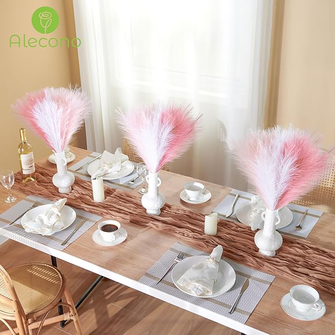 Alecono 𝟴𝟬𝙋𝙘𝙨 Pampas Grass 17in, Pink Decor for Home Decoration, Faux Pampas Grass Wall Decor for Wedding Centerpieces Party Decorations(Blush, Cream, Pink, No Vase)