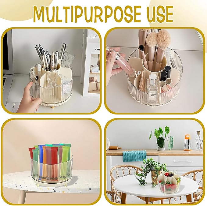 Drink Packet Organizer, Turntable Water Packet Organizer, Mix Drink Station Organizer, Pantry Organization Storage Bins for Kitchen Fridge Countertop Cabinet, 6 Parts for Snacks Packets Spices