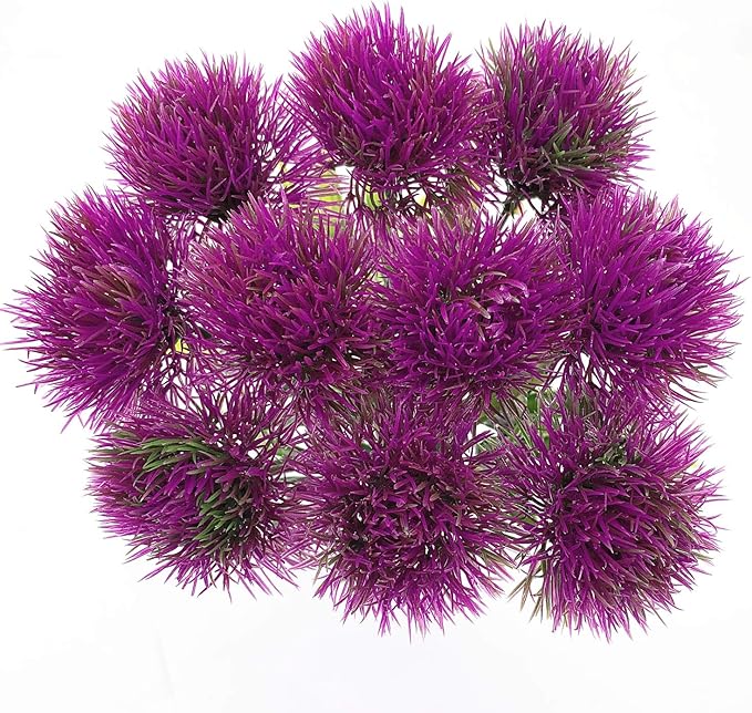 CATTREE Artificial Dandelion Flowers, Plastic Plants Shrubs Bushes Fake Grass Wedding Indoor Outdoor Home Garden Verandah Centerpieces Arrangements Party Decoration Planting Filler - Purple 10 Pcs