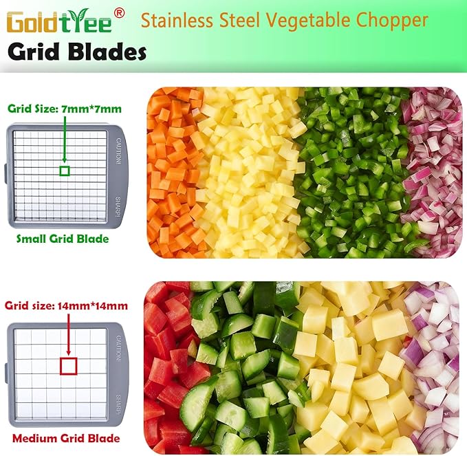 Vegetable Chopper, Veggie Chopper With 8 Blades, Onion Cutter with Container, Pro All-in-1 Food Dicer, Mandoline Slicer, Stainless steel materials Salad Grater
