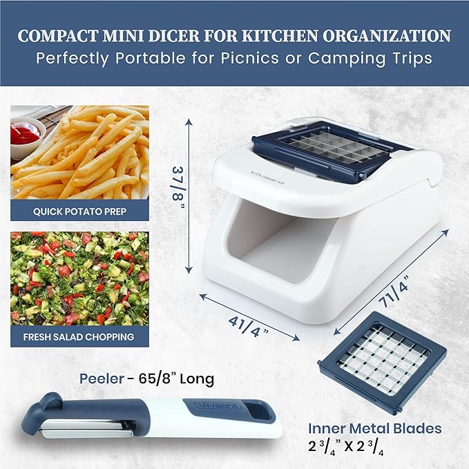 Vivaant Compact Mini Dicer - Perfect for Quickly Cubing and Dicing Vegetables, Vegetable Chopper and Cutter with Manual Hand Chopper for Onions and Small Veggies