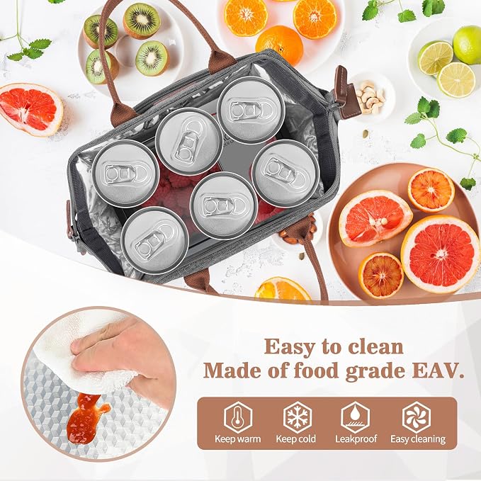 LOKASS Nurse Lunch Bag for Women, Embroidered Lunch Box with Special Nursing Design, Insulated Lunch Tote Ideal for Nurse Gifts, Neutral Grey