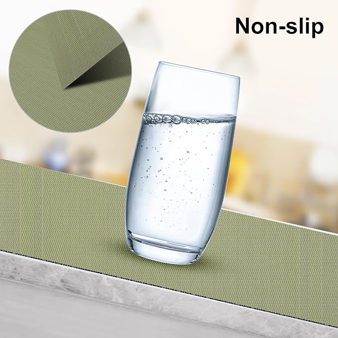 Aofmee Placemats Set of 6, Washable PVC Place Mats, Heat Resistant Non-Slip Table Mats, Woven Vinyl Plastic Placemats for Dining Table Decor, Stain Resistant Kitchen Table Placemats, Easy to Clean