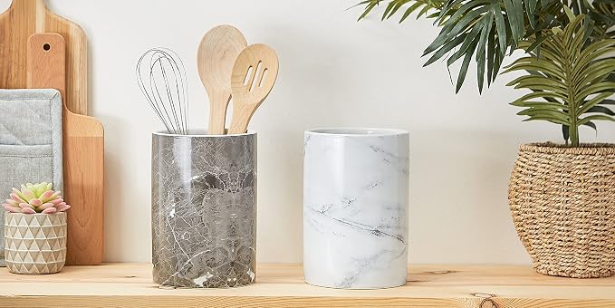DII Kitchen Accessories Collection Ceramic, Utensil Holder, Black Marble