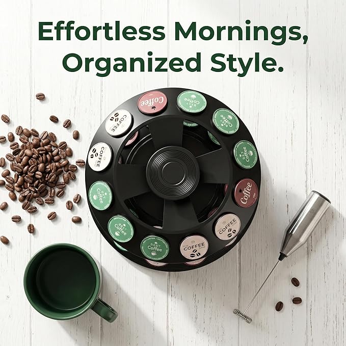 SAVORI 60 Capacity Rotating Nespresso Vertuo Pod Holder, 5-Tier Black Coffee Capsule Carousel, Spinning Organizer Stand for Nespresso Vertuo Pods, Kitchen Counter Storage Rack