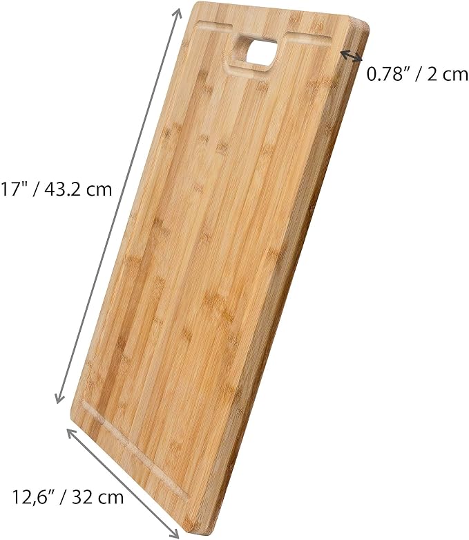 Wood Cutting Board for Kitchen 17x12" – Extra Large Bamboo Cutting Board with Juice Groove, Butcher Block, Wooden Chopping Board, Serving Tray – BlauKe®