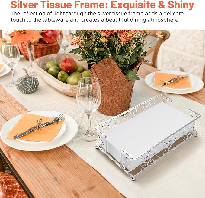 Stainless Steel Napkin Holder & Guest Towel Tray | Disposable Paper Towel Dispenser for Bathroom, Table, Kitchen Countertop, Dinner Table, Vanity