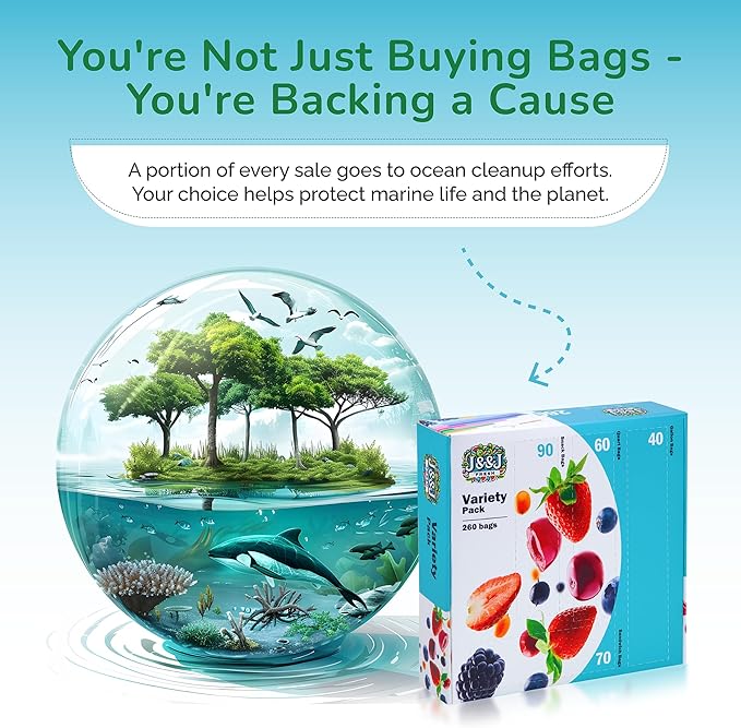 Reusable Food Storage Bags – 260 Pack Variety Pack (Snack, Sandwich, Quart, Gallon) – BPA-Free, Leakproof Zipper Bags with Expandable Bottom – Freezer Bags Safe, Kitchen & Pantry Organizer